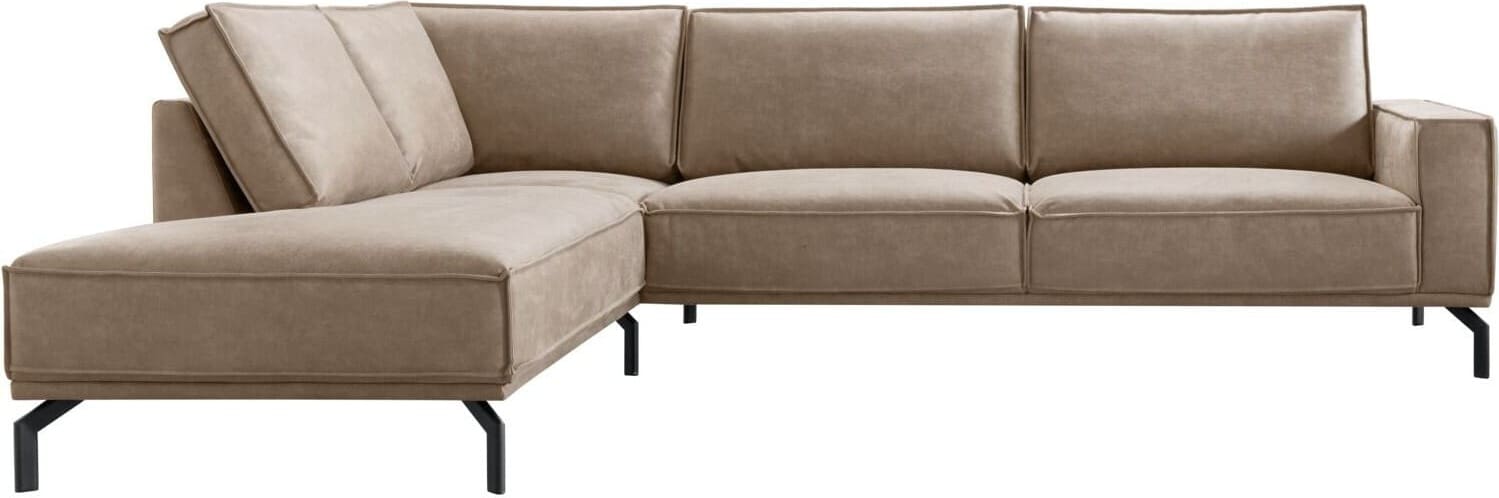Profijt Meubel Hoekbank links Alburg microleder taupe basic comfort Taupe Hoekbank