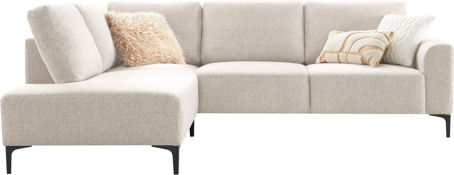 Profijt Meubel Hoekbank links Garzeno beige met hoge poten basic comfort Beige|Wit Hoekbank