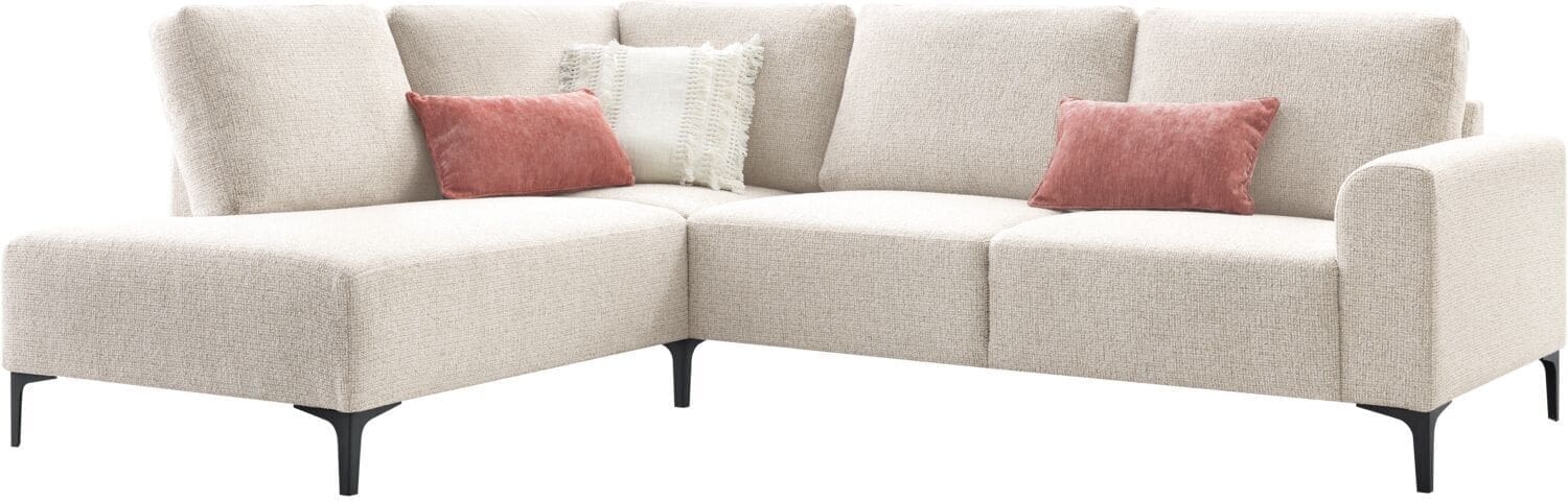 Profijt Meubel Hoekbank links Garzeno beige met hoge poten basic comfort Beige|Wit Hoekbank