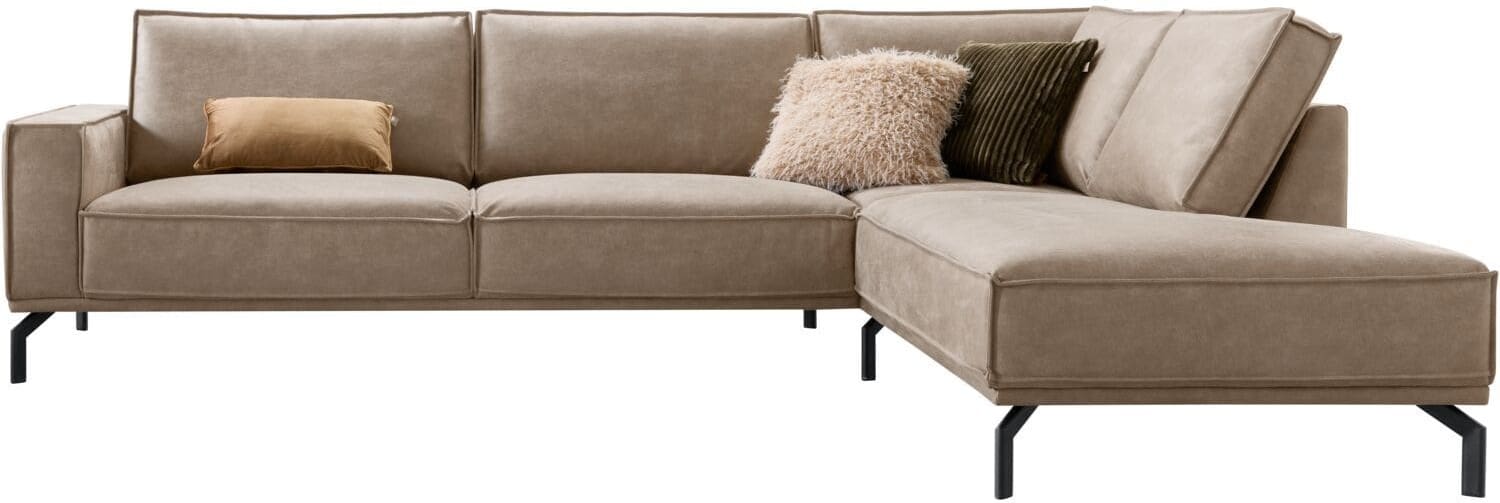 Profijt Meubel Hoekbank rechts Alburg microleder taupe basic comfort Taupe Hoekbank