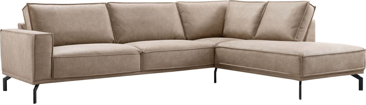 Profijt Meubel Hoekbank rechts Alburg microleder taupe basic comfort Taupe Hoekbank