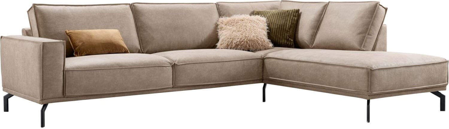Profijt Meubel Hoekbank rechts Alburg microleder taupe basic comfort Taupe Hoekbank