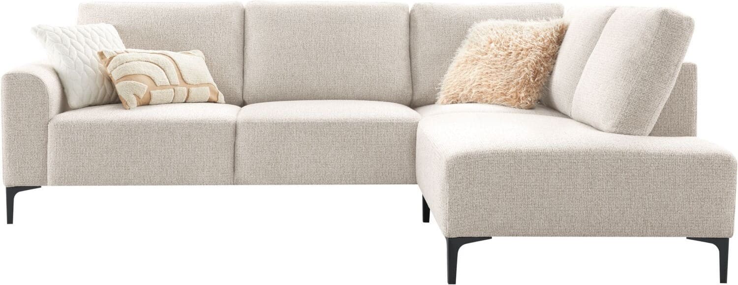 Profijt Meubel Hoekbank rechts Garzeno beige met hoge poten basic comfort Beige|Wit Hoekbank
