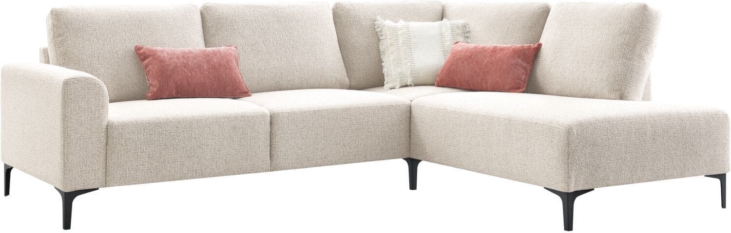Profijt Meubel Hoekbank rechts Garzeno beige met hoge poten basic comfort Beige|Wit Hoekbank