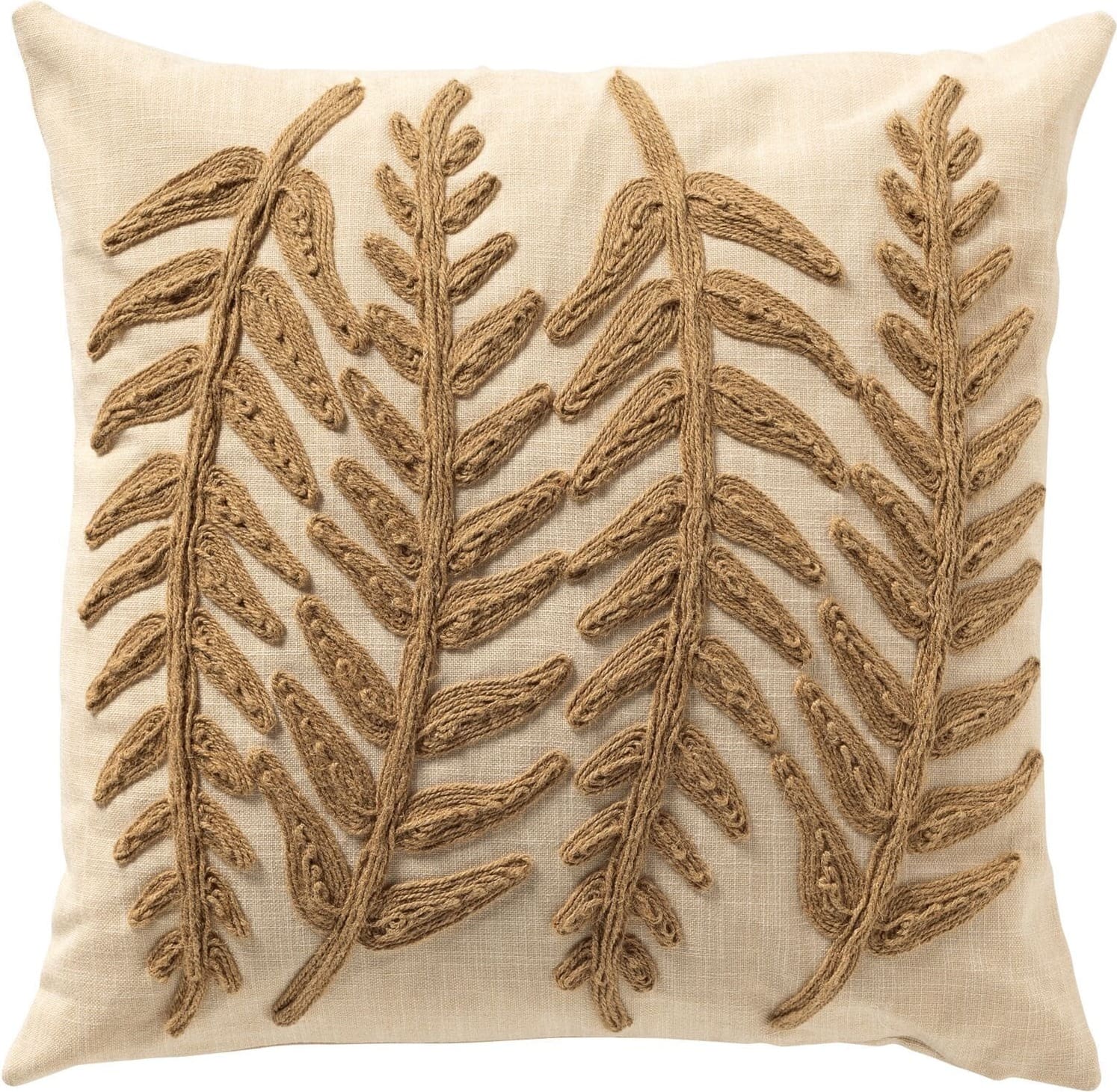 Profijt Meubel Sierkussen Westray 45x45 cm beige met bladerstructuur Beige|Wit Sierkussen