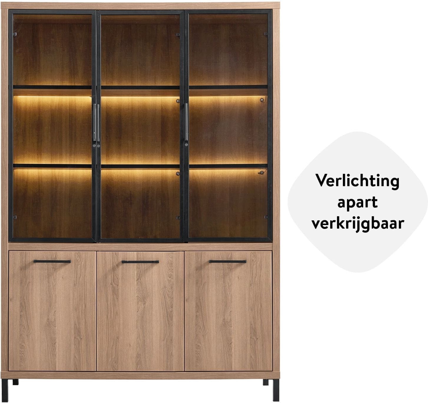 Profijt Meubel Vitrinekast Selinia 200x140x45 cm Bruin Vitrinekast|Kast