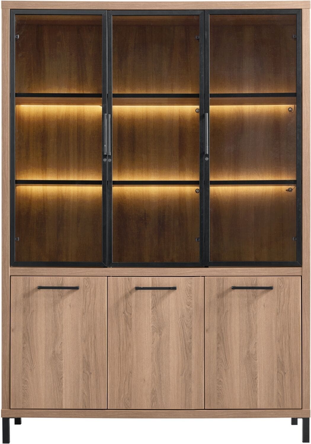 Profijt Meubel Vitrinekast Selinia 200x140x45 cm Bruin Vitrinekast|Kast