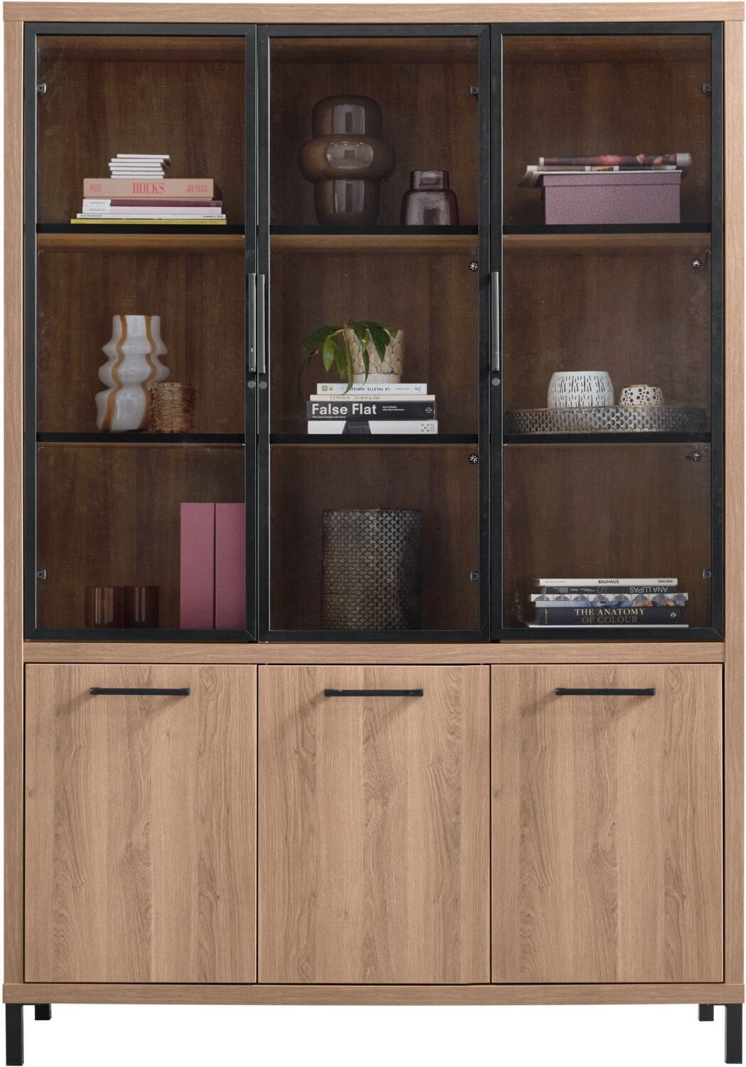 Profijt Meubel Vitrinekast Selinia 200x140x45 cm Bruin Vitrinekast|Kast