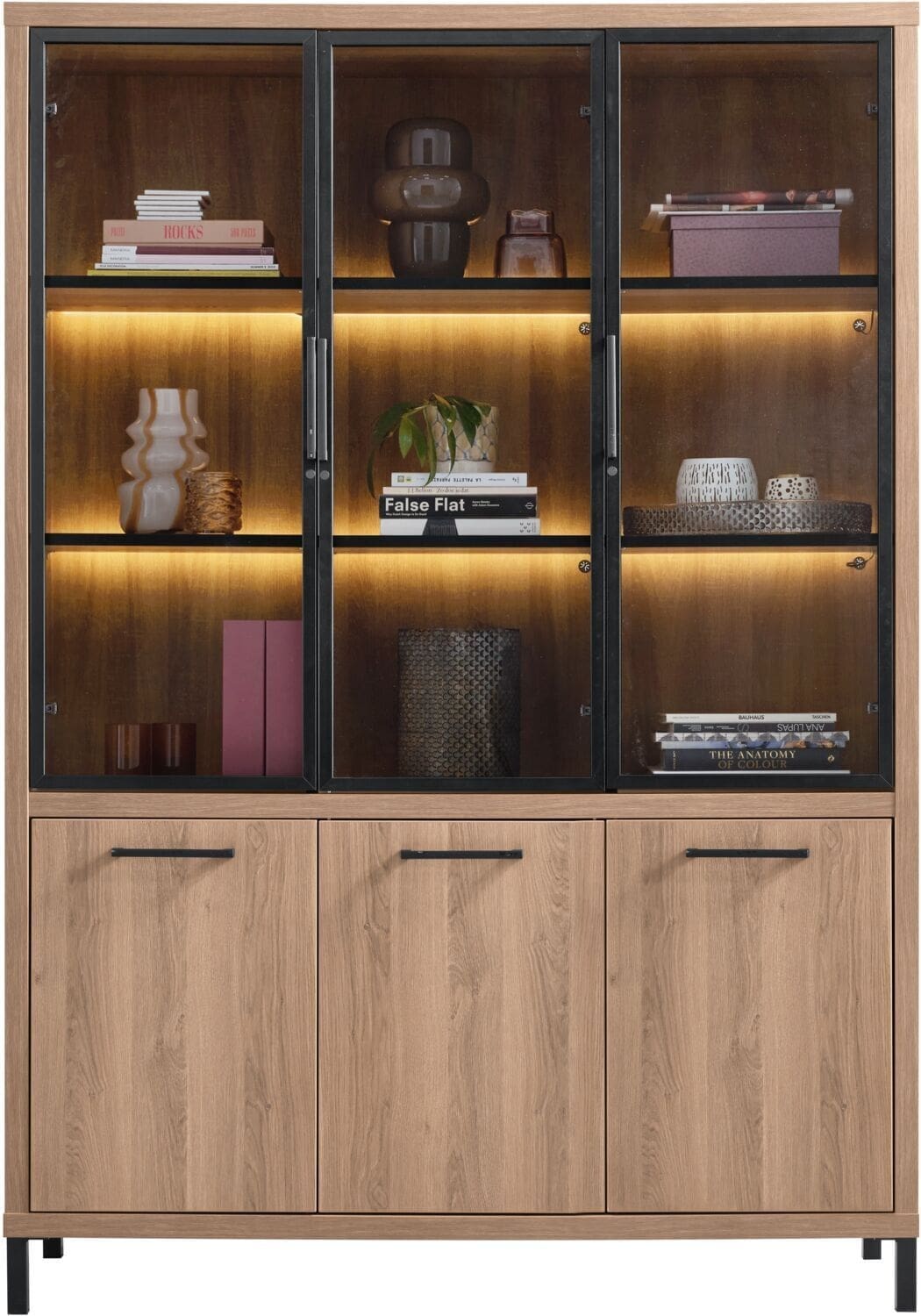 Profijt Meubel Vitrinekast Selinia 200x140x45 cm Bruin Vitrinekast|Kast
