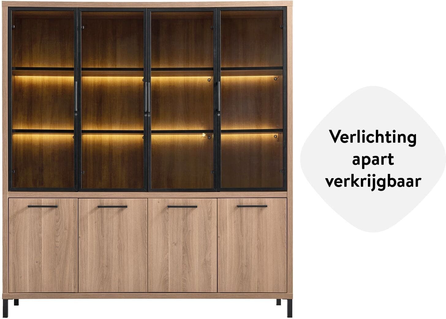 Profijt Meubel Vitrinekast Selinia 200x183x45 cm Bruin Vitrinekast|Kast