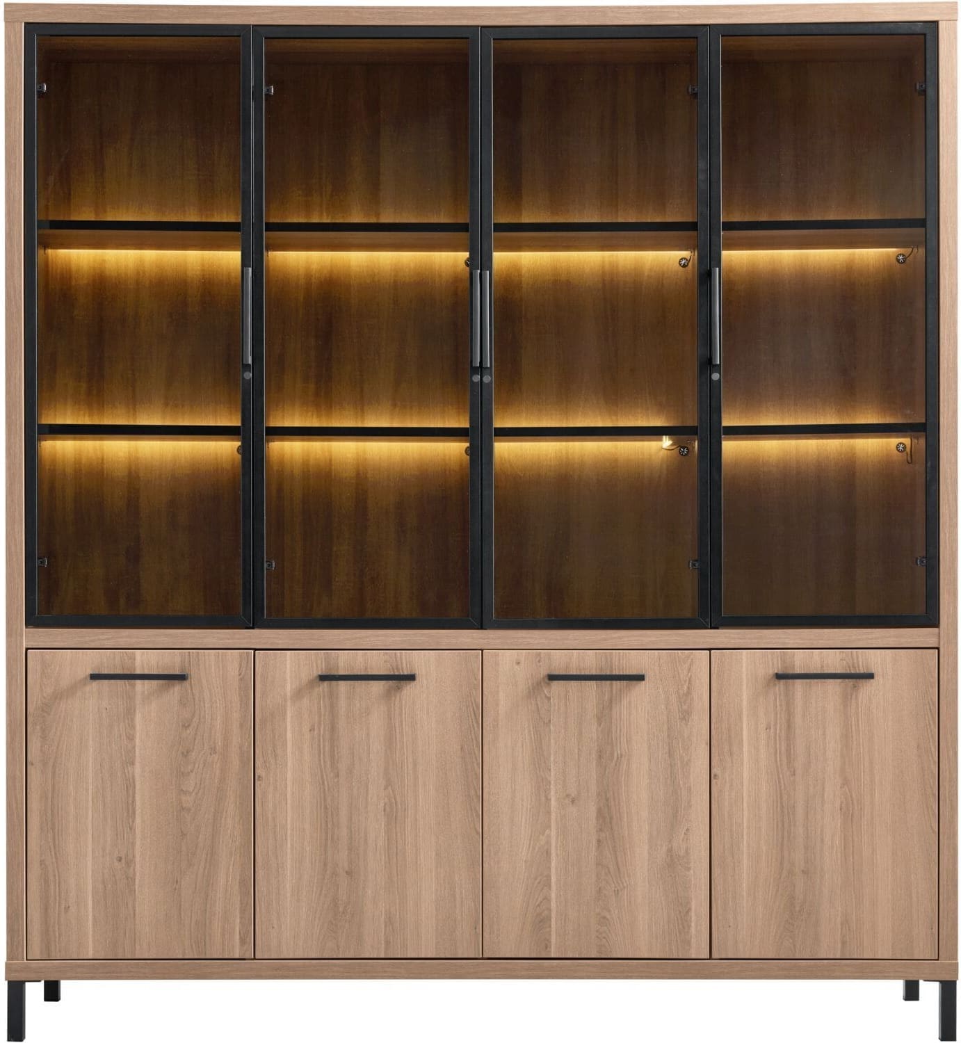 Profijt Meubel Vitrinekast Selinia 200x183x45 cm Bruin Vitrinekast|Kast