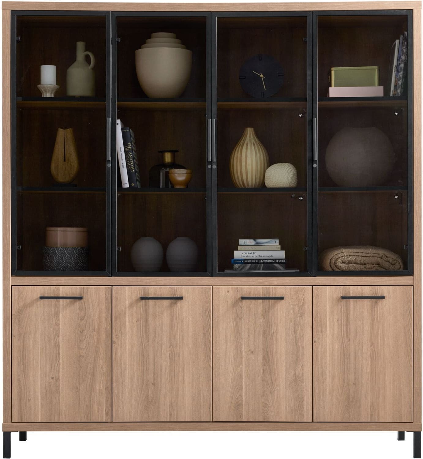 Profijt Meubel Vitrinekast Selinia 200x183x45 cm Bruin Vitrinekast|Kast
