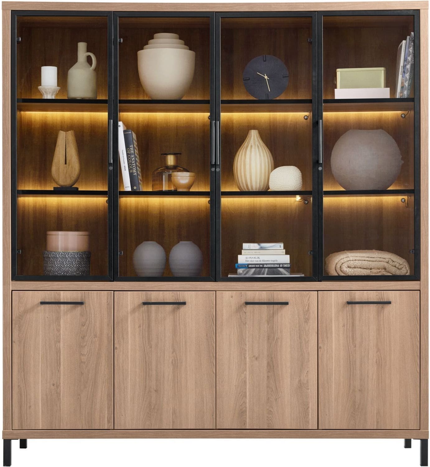 Profijt Meubel Vitrinekast Selinia 200x183x45 cm Bruin Vitrinekast|Kast