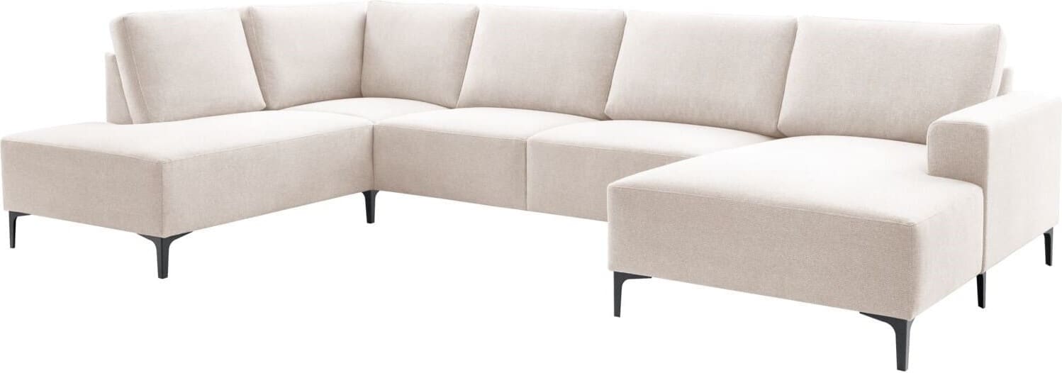 Pronto Wonen Hoekbank links Fabria groot beige basic comfort Beige|Wit Bank