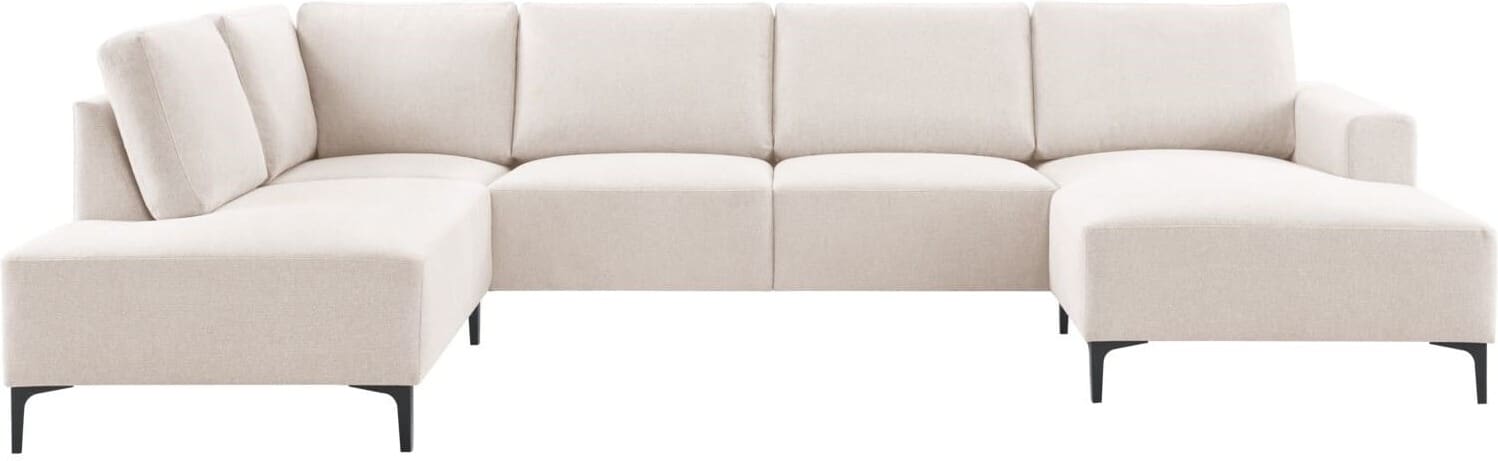 Pronto Wonen Hoekbank links Fabria groot beige basic comfort Beige|Wit Bank