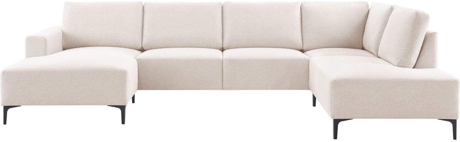 Pronto Wonen Hoekbank rechts Fabria groot beige basic comfort Beige|Wit Bank