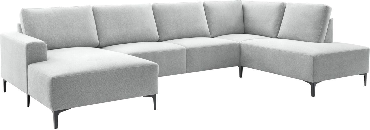 Pronto Wonen Hoekbank rechts Fabria lichtgrijs groot basic comfort Grijs Bank