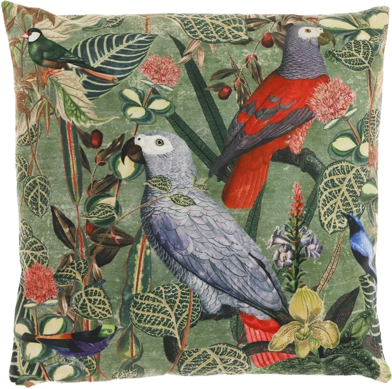 Pronto Wonen Sierkussen Puntamar papegaaien 45x45cm groen Groen Sierkussen