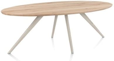 Xooon Arvada eetkamertafel 220 x 110 cm ellips 4 poot Beige|Wit Eettafel