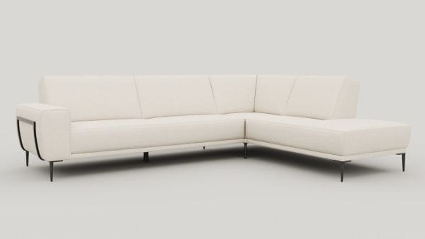 Xooon Puglia 2.5-zitsbank arm links+hoek+ottomane small rechts - arm a - poot 19 cm. + design-frame + pocket - vada Beige|Wit Bank