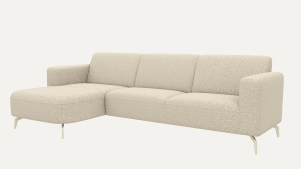 Xooon Twist longchair links+2.5-zitsbank arm rechts - poot 16 cm. silk grey + pocket - brioni Grijs|Wit Bank