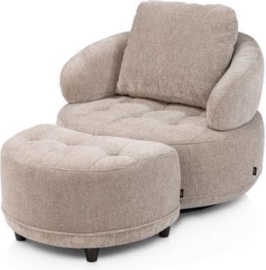Henders & Hazel Borgia draaifauteuil small - rond 100 cm Grijs|Taupe Fauteuil