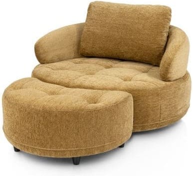 Henders & Hazel Borgia poef/hocker 90 x 60 cm - okergeel Geel Fauteuil
