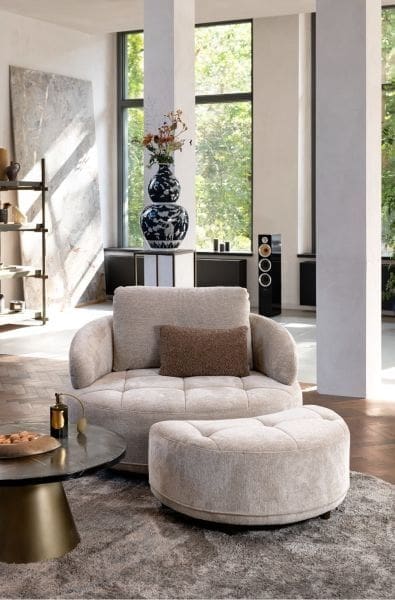 Henders & Hazel Borgia poef/hocker small Grijs|Taupe Fauteuil