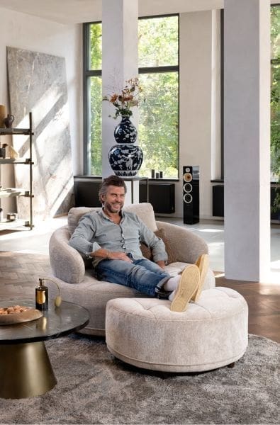 Henders & Hazel Borgia poef/hocker small Grijs|Taupe Fauteuil