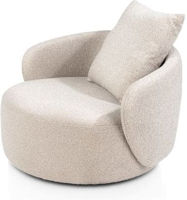 Henders & Hazel Elise draaifauteuil met poef - stof cloudy Beige Fauteuil