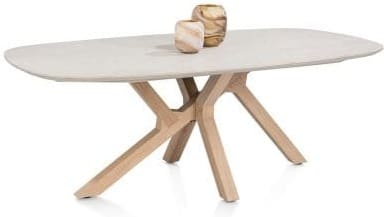 Henders & Hazel Himalaya eetkamertafel 210 x 120 cm. - houten poten / keramiek blad Beige|Wit Eettafel