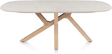 Henders & Hazel Himalaya eetkamertafel 210 x 120 cm. - houten poten / keramiek blad Beige|Wit Eettafel