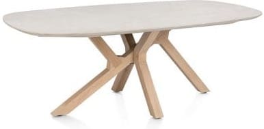 Henders & Hazel Himalaya eetkamertafel 210 x 120 cm. - houten poten / keramiek blad Beige|Wit Eettafel