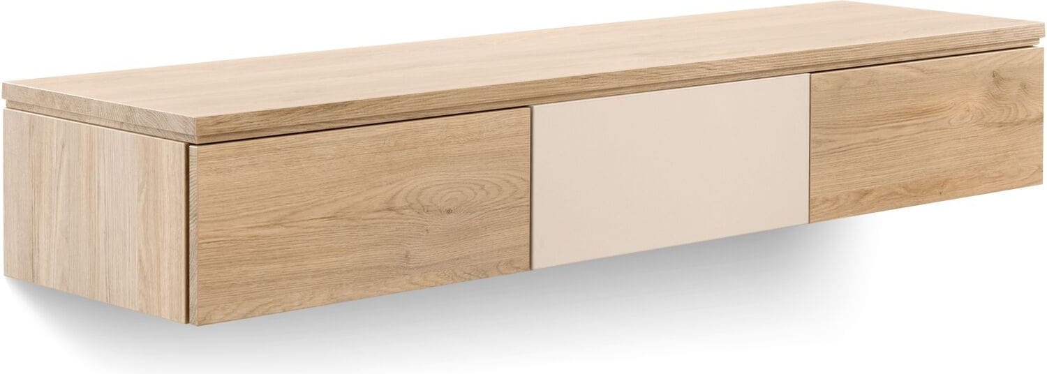 INHOUSE TV-meubel Warani laag 150 cm hangend eiken ivoor Beige|Wit Tv-meubel|Tv-dressoir