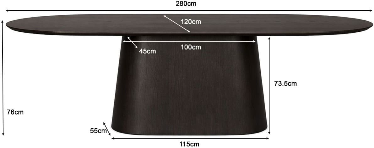Livingfurn Eettafel Novero Espresso 280cm Bruin Eettafel