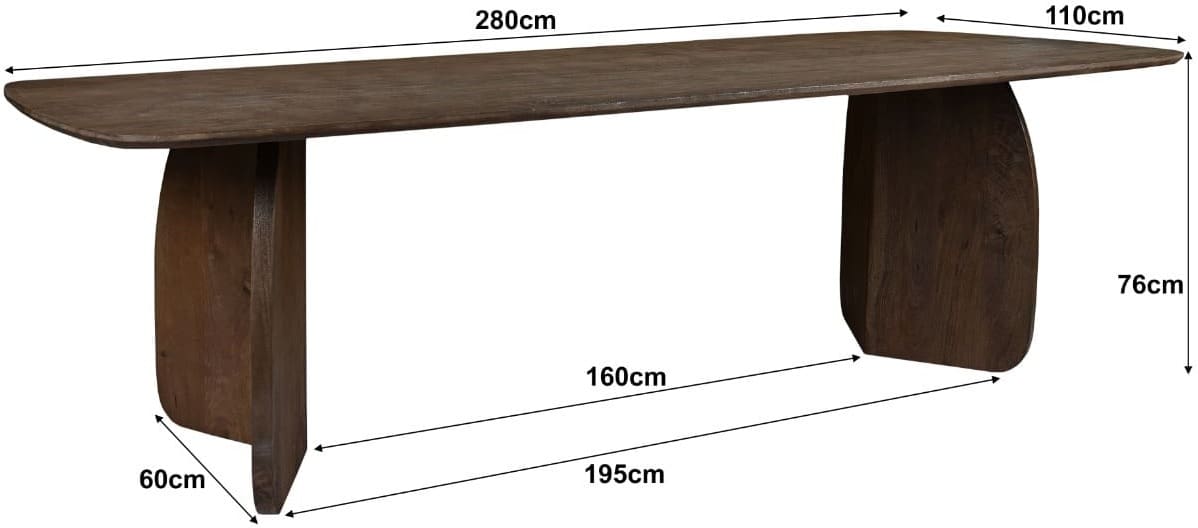 Livingfurn Eettafel Trevor 280cm Bruin|Naturel Eettafel