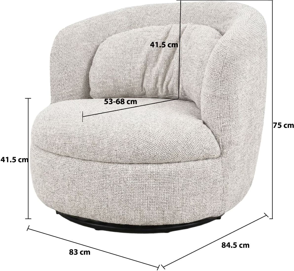 Livingfurn Fauteuil Britt Beige Beige|Wit Fauteuil