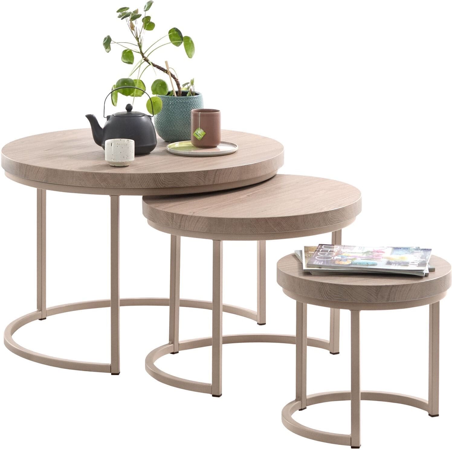 Profijt Meubel Salontafel Istrana 75,55 en 40 cm rond Bruin Salontafel