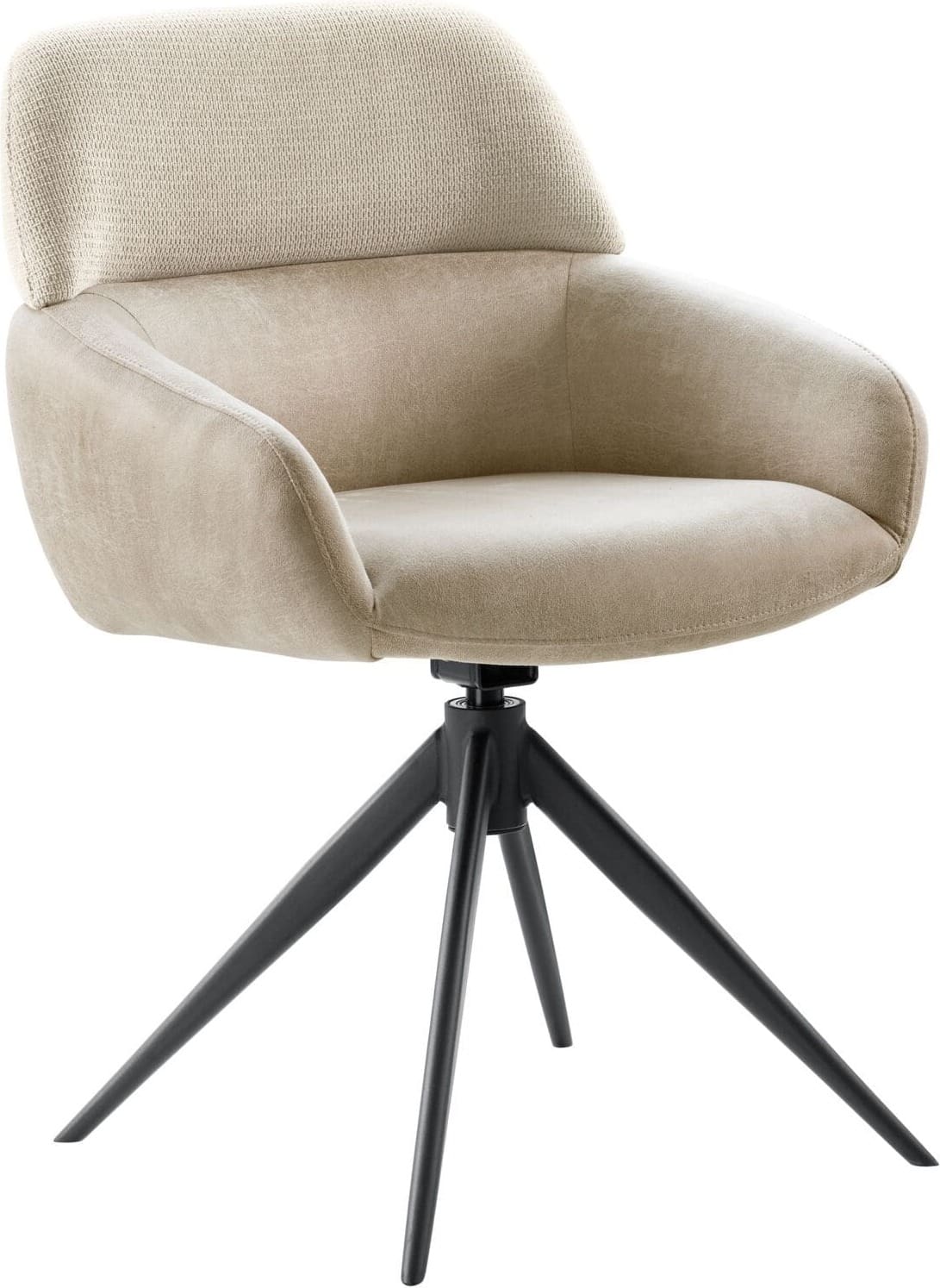 Pronto Wonen Eetkamerstoel Veda draaibaar microvezel beige Beige|Wit Eetkamerstoel
