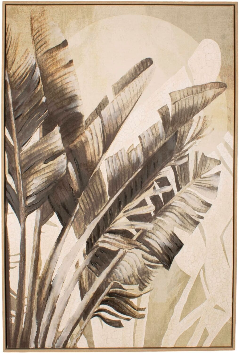 Pronto Wonen Schilderij Diveria leaf bladeren beige Beige|Wit Wanddecoratie