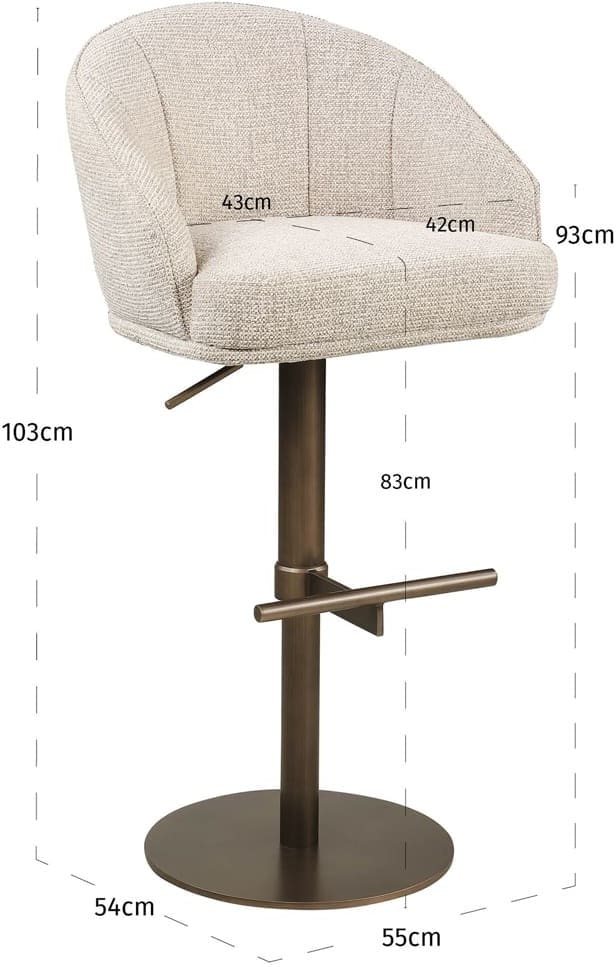 Richmond Interiors Barstoel Beverly natural fancy Beige Barstoel