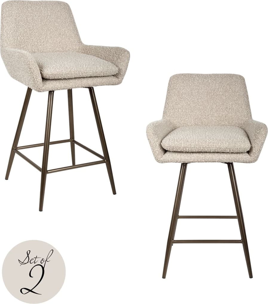 Richmond Interiors Counterstoel Linsey natural chunky Beige Eetkamerstoel