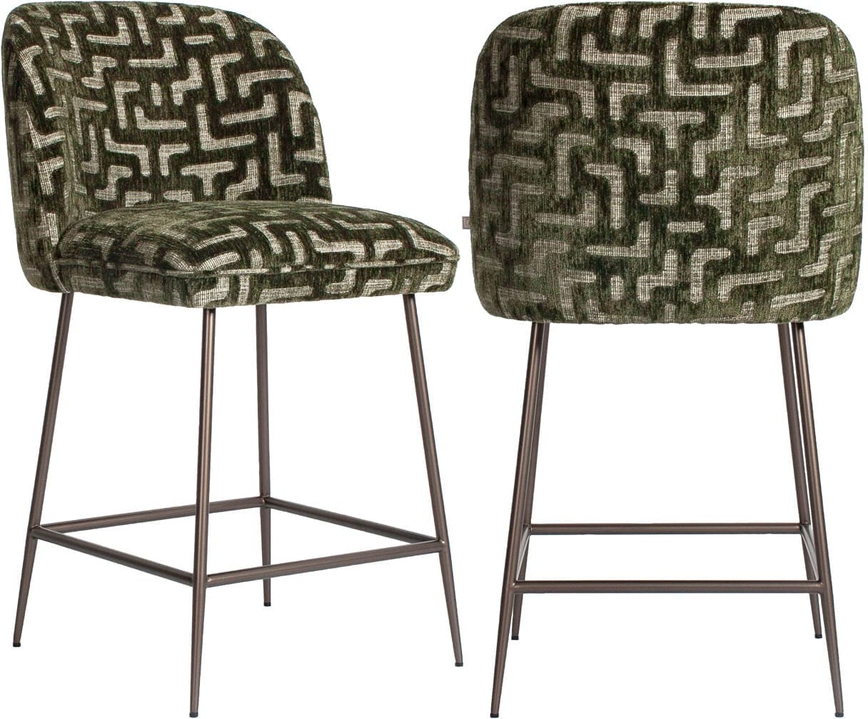 Richmond Interiors Counterstoel Pullitzer moss labyrinth Eetkamerstoel