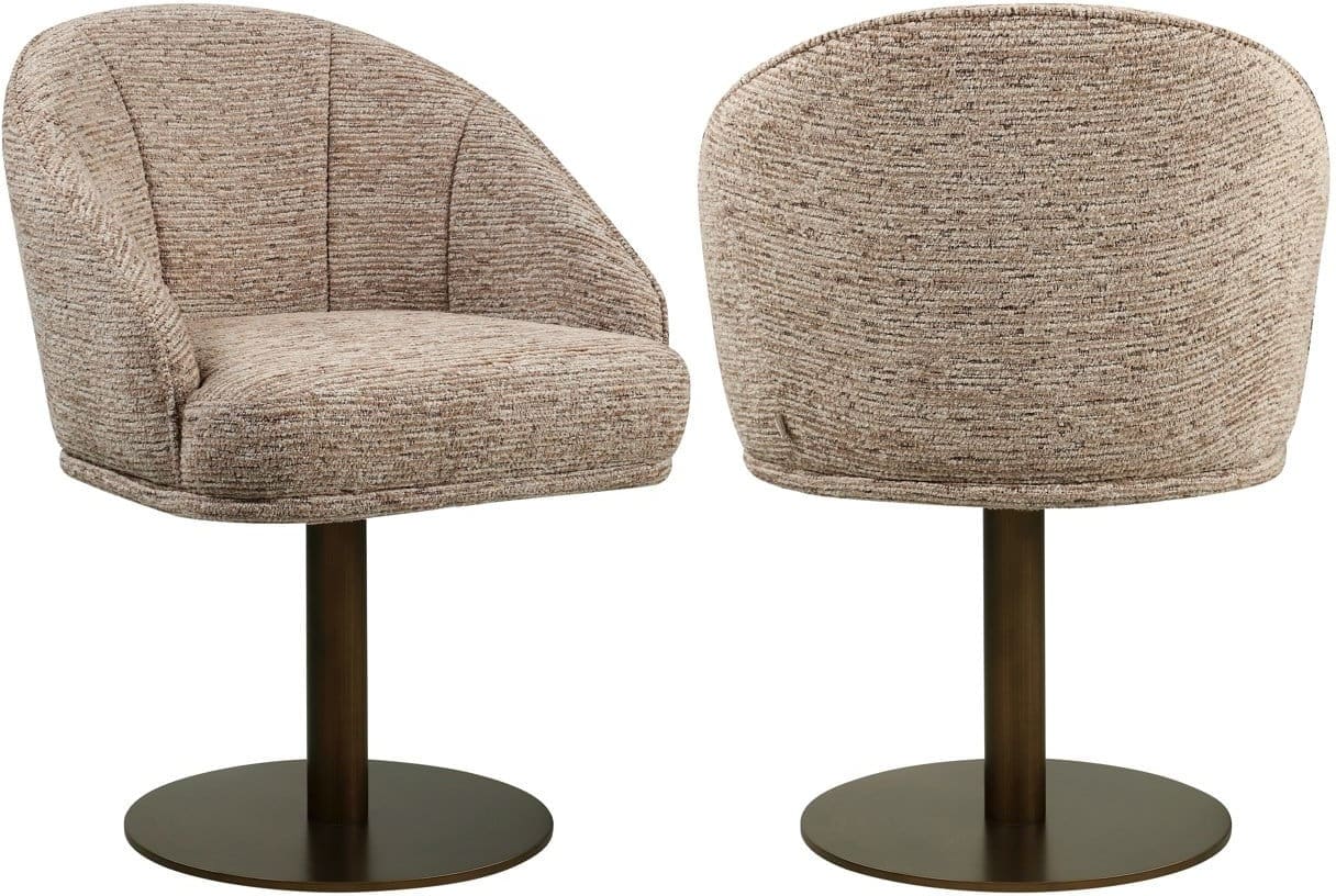 Richmond Interiors Eetkamerstoel Beverly mocca linear swivel Eetkamerstoel