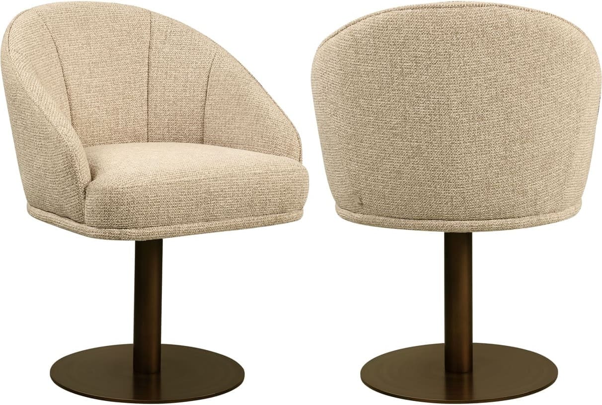 Richmond Interiors Eetkamerstoel Beverly natural fancy swivel Beige Eetkamerstoel