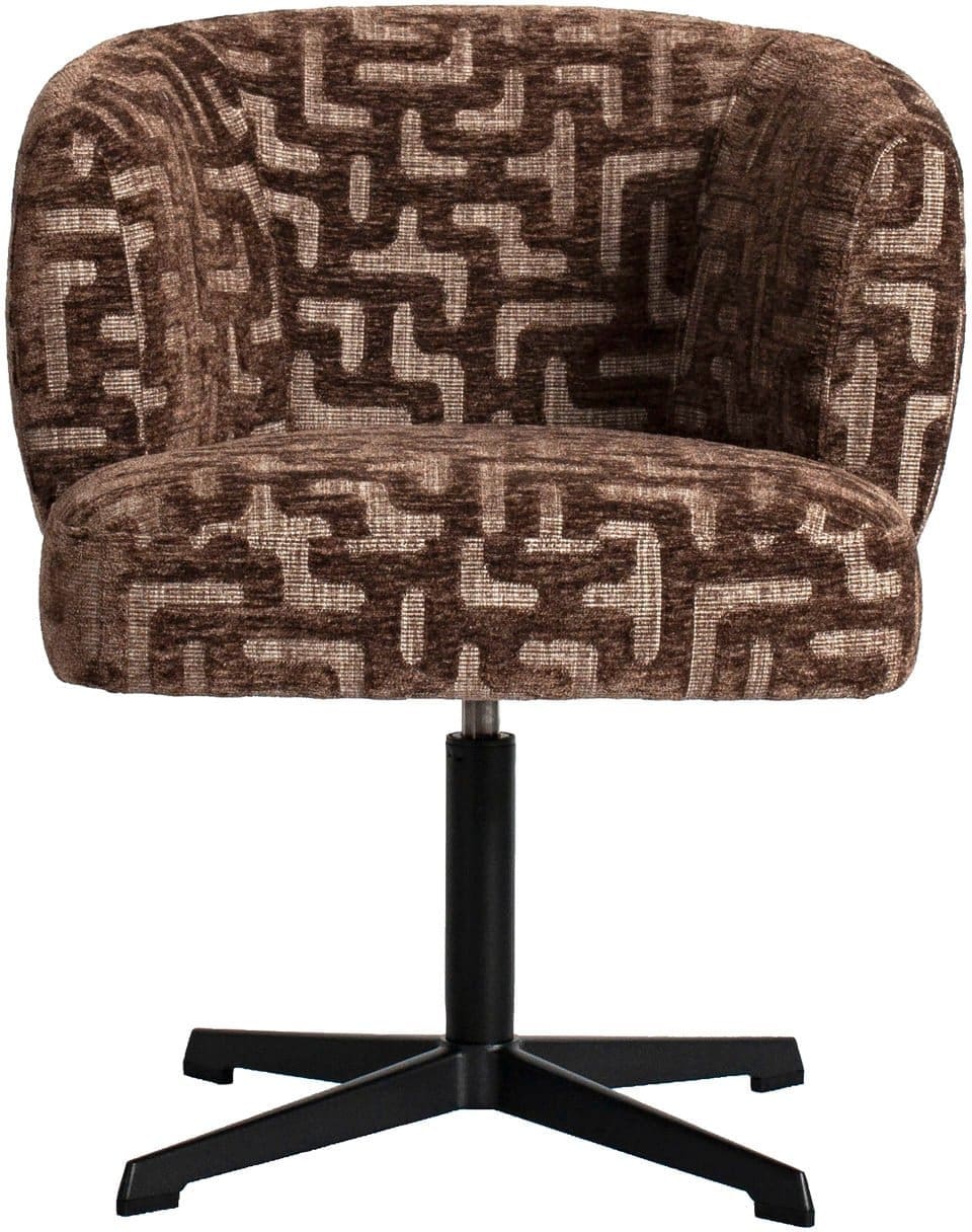 Richmond Interiors Eetkamerstoel Dinan brown labyrinth fire retardant Bruin Eetkamerstoel