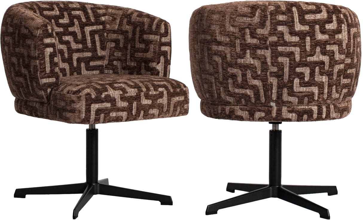 Richmond Interiors Eetkamerstoel Dinan brown labyrinth fire retardant Bruin Eetkamerstoel