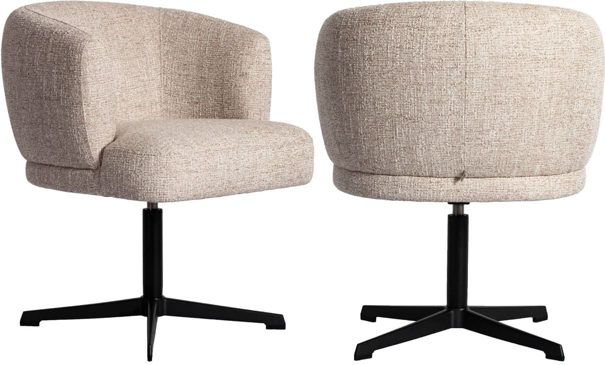 Richmond Interiors Eetkamerstoel Dinan cream tweed fire retardant - swivel  Eetkamerstoel