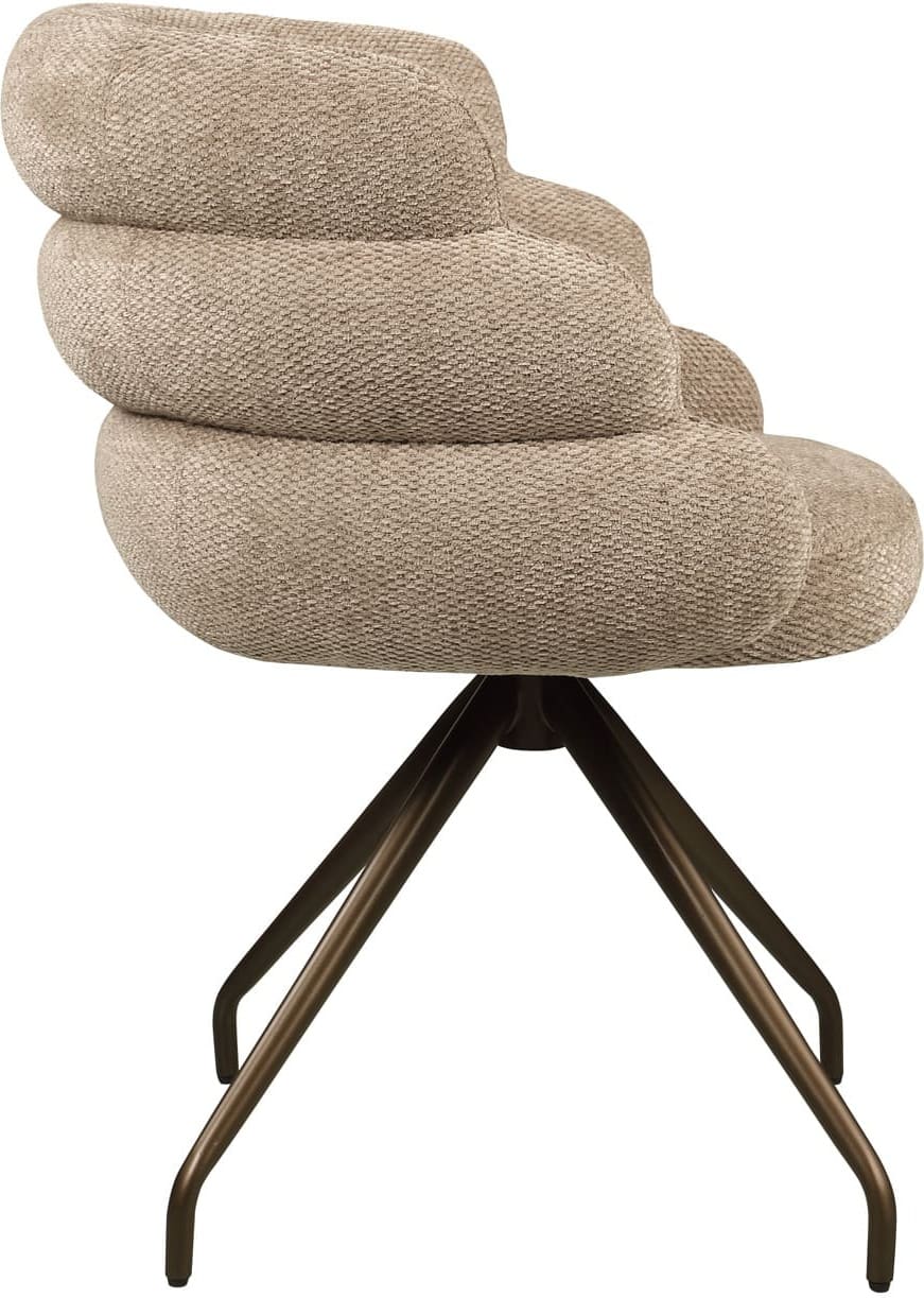 Richmond Interiors Eetkamerstoel Kayla mocca boldweave swivel Eetkamerstoel