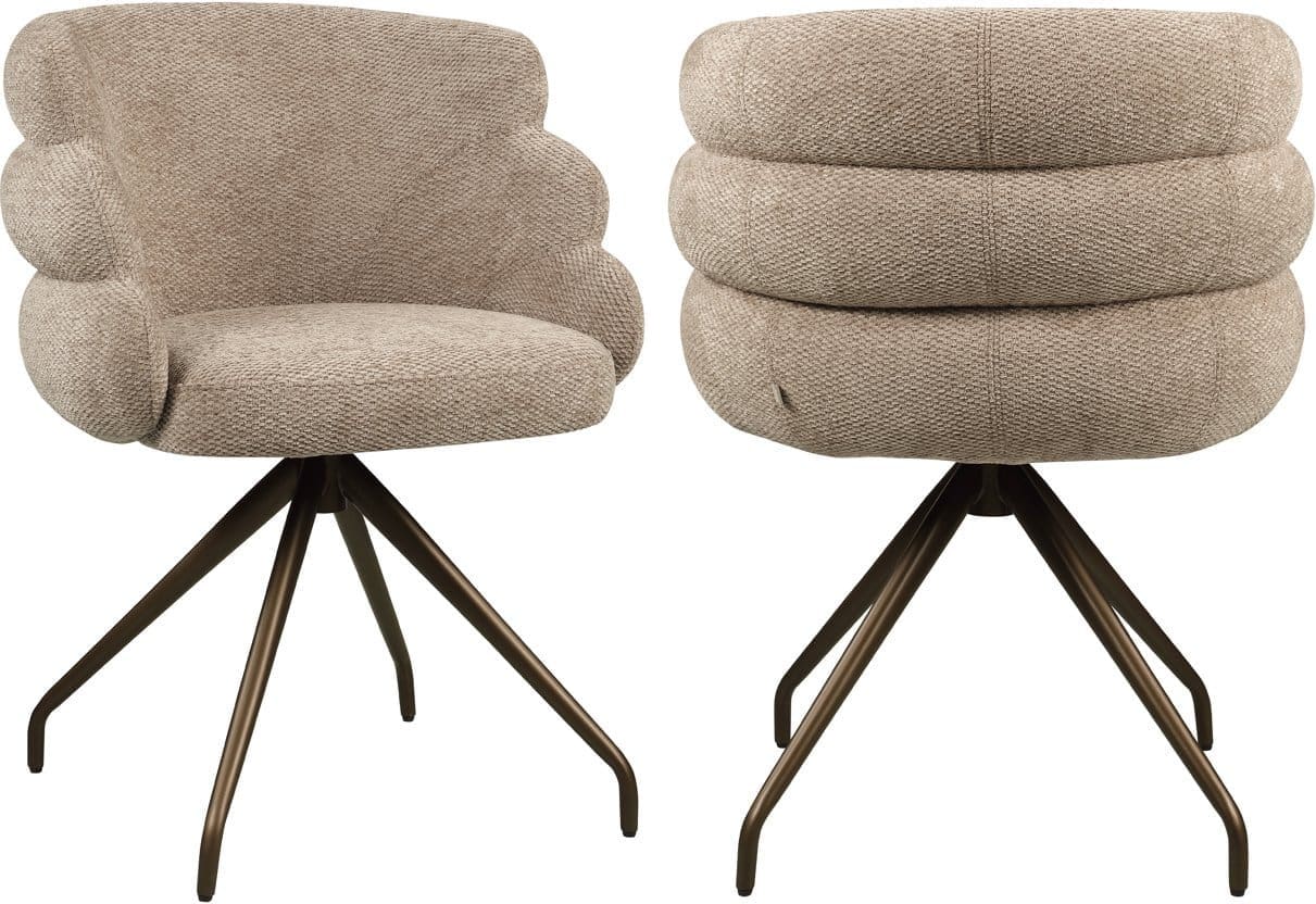 Richmond Interiors Eetkamerstoel Kayla mocca boldweave swivel  Eetkamerstoel